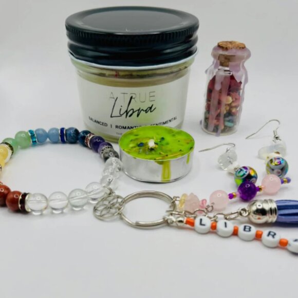 LIBRA GIFT SET Zodiac Healing Crystals Gift Set (6 pc) - FREE abundance candle - Picture 2 of 3